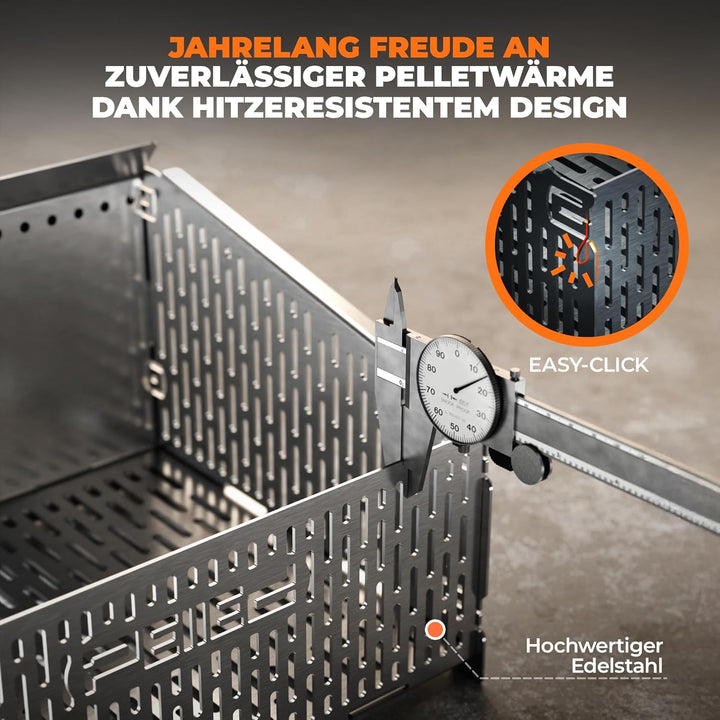 30x25x17cm hitzeresistenter Pelletkorb für Kaminofen | Edelstahl Pelletkorb | Pelletbrennkorb 40% me