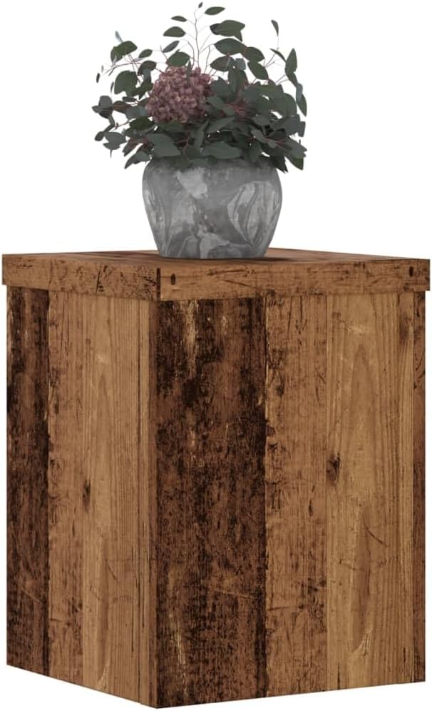 Pflanzenständer 2 STK. Altholz-Optik 15x15x20 cm Holzwerkstoff Pflanzenregal, Blumenregal Indoor/Out