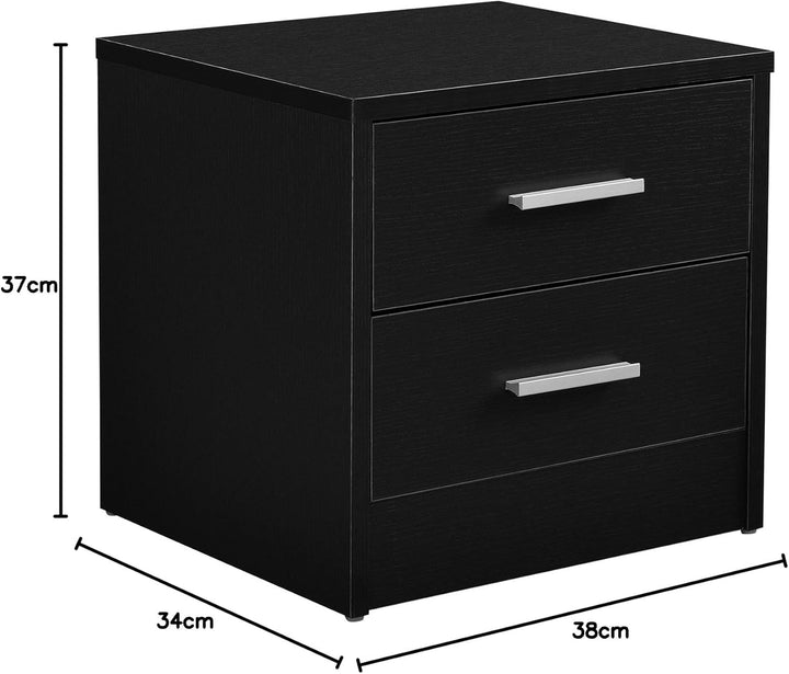 [en.casa] Eleganter Nachttisch mit 2 Schubladen Schwarz Nachtkommode Beistelltisch Kommode Schublade