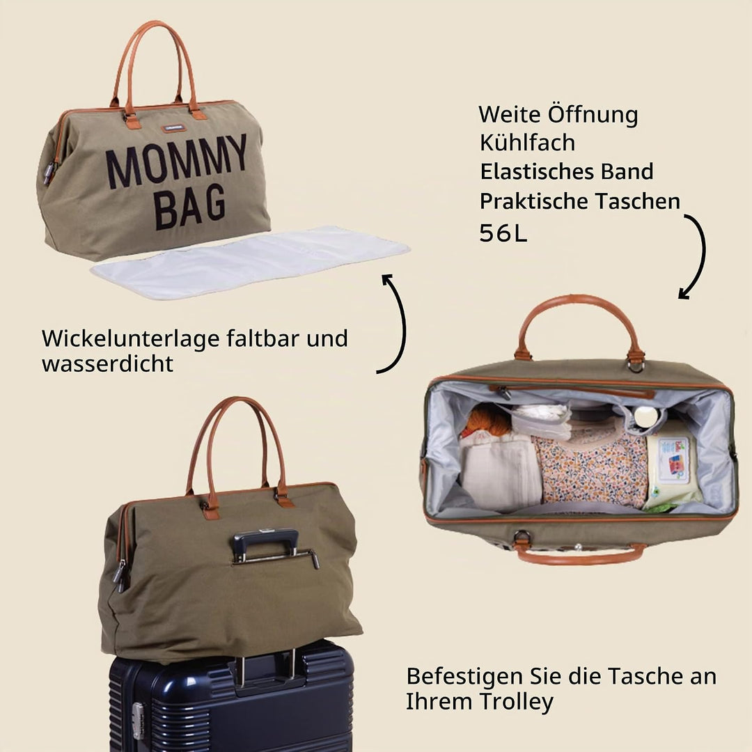 CHILDHOME Mommy Bag, Wickeltasche, Mutterschaft, Reisetasche, grosse Kapazität, Wickelunterlage, ver