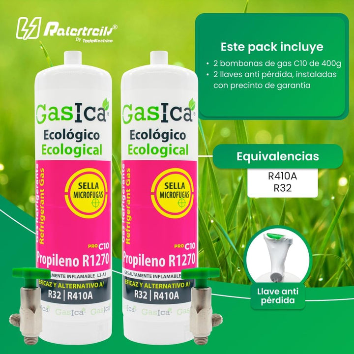 Gaskühlgas C10 kompatibel mit R32 R410A Ventil im Lieferumfang enthalten (2 Flaschen)