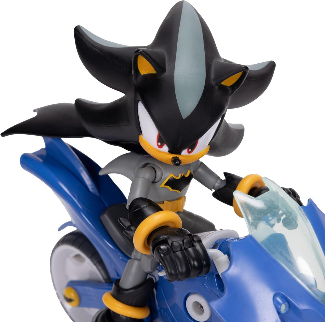 DC x Sonic Shadow als Batman & Batcycle Actionfiguren-Set, offiziell lizenziert von Jakks Pacific, 1
