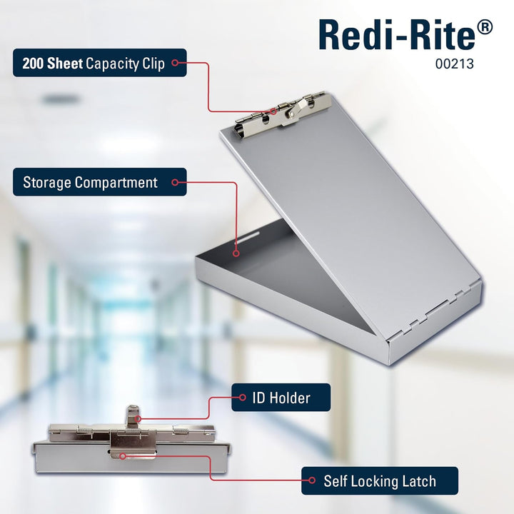 Redi-Rite Saunders Klemmbrett aus Aluminium, 213 (Memo-Grösse) – Formhalter mit 2,5 cm Ablagefach, s
