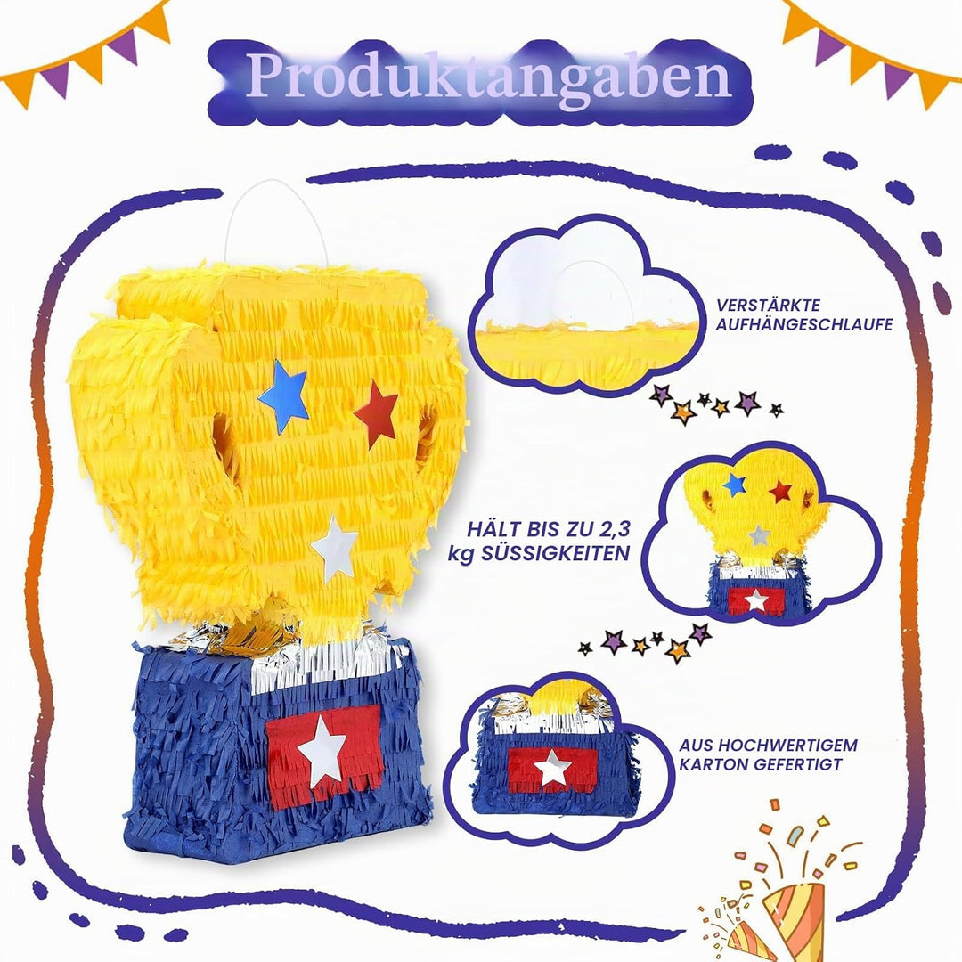 Trophäen-Pinatas-Set mit Augenbinde und Fledermaus (39,1 x 33 x 10,2 cm), perfekt für Geburtstagsfei