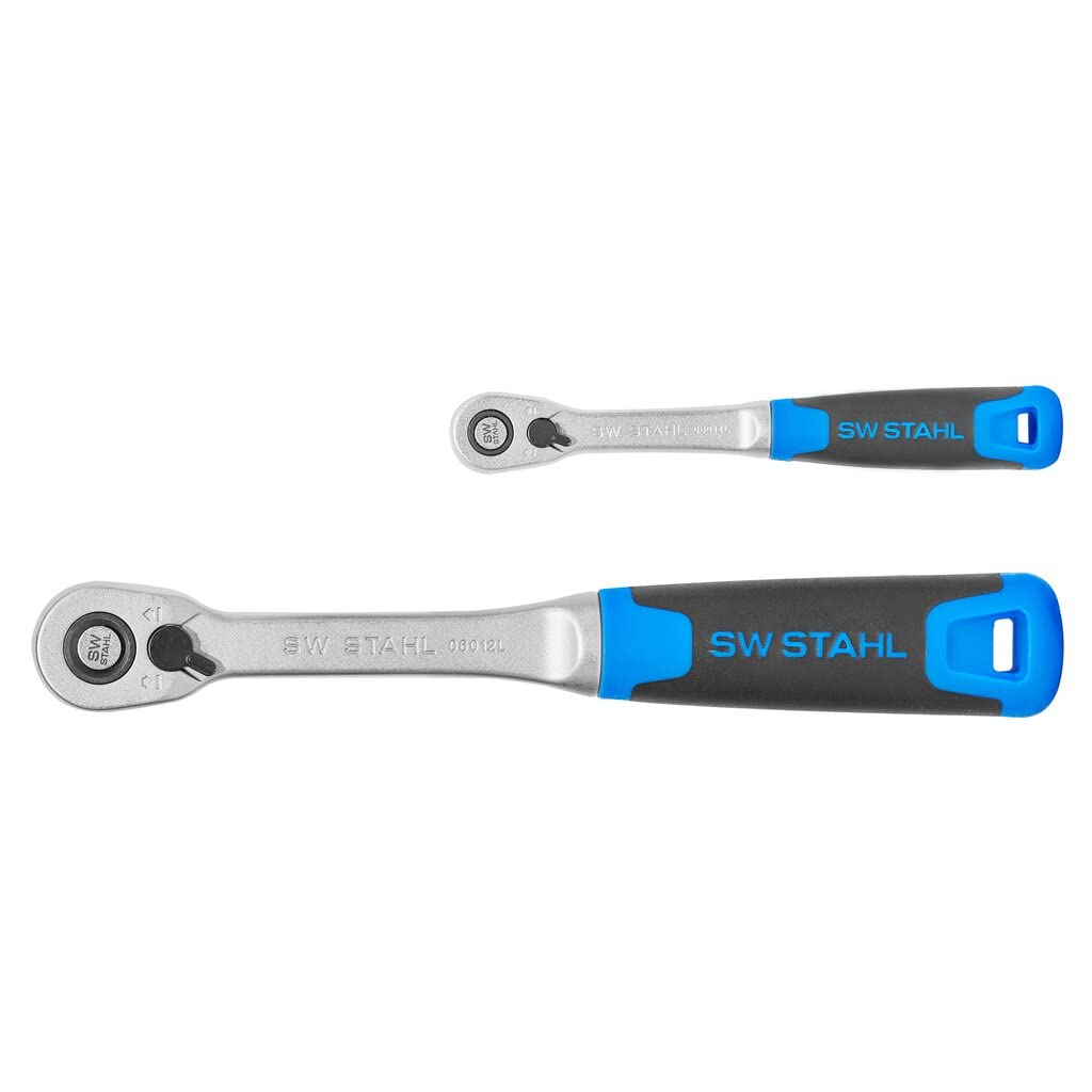 SW-Stahl 06026L Umschaltknarrensatz 2-teilig I 1/4 und 1/2 Zoll Ratsche bis zu 770 Nm I Ratschenset