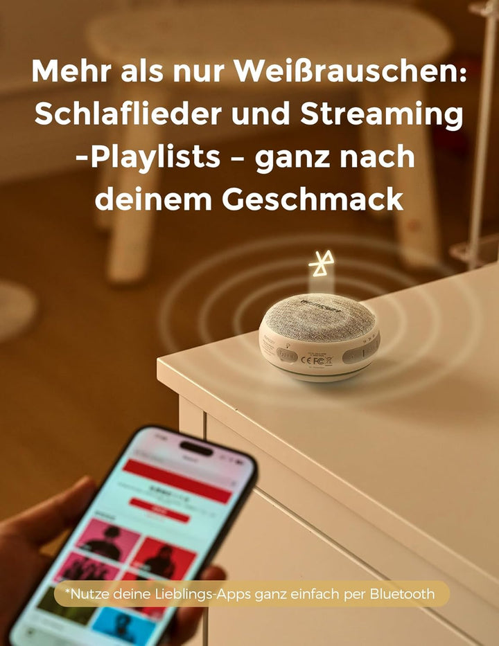 Momcozy WN06 Tragbare White Noise Machine Baby mit Nachtlicht – Weisses Rauschen Gerät für Neugebore