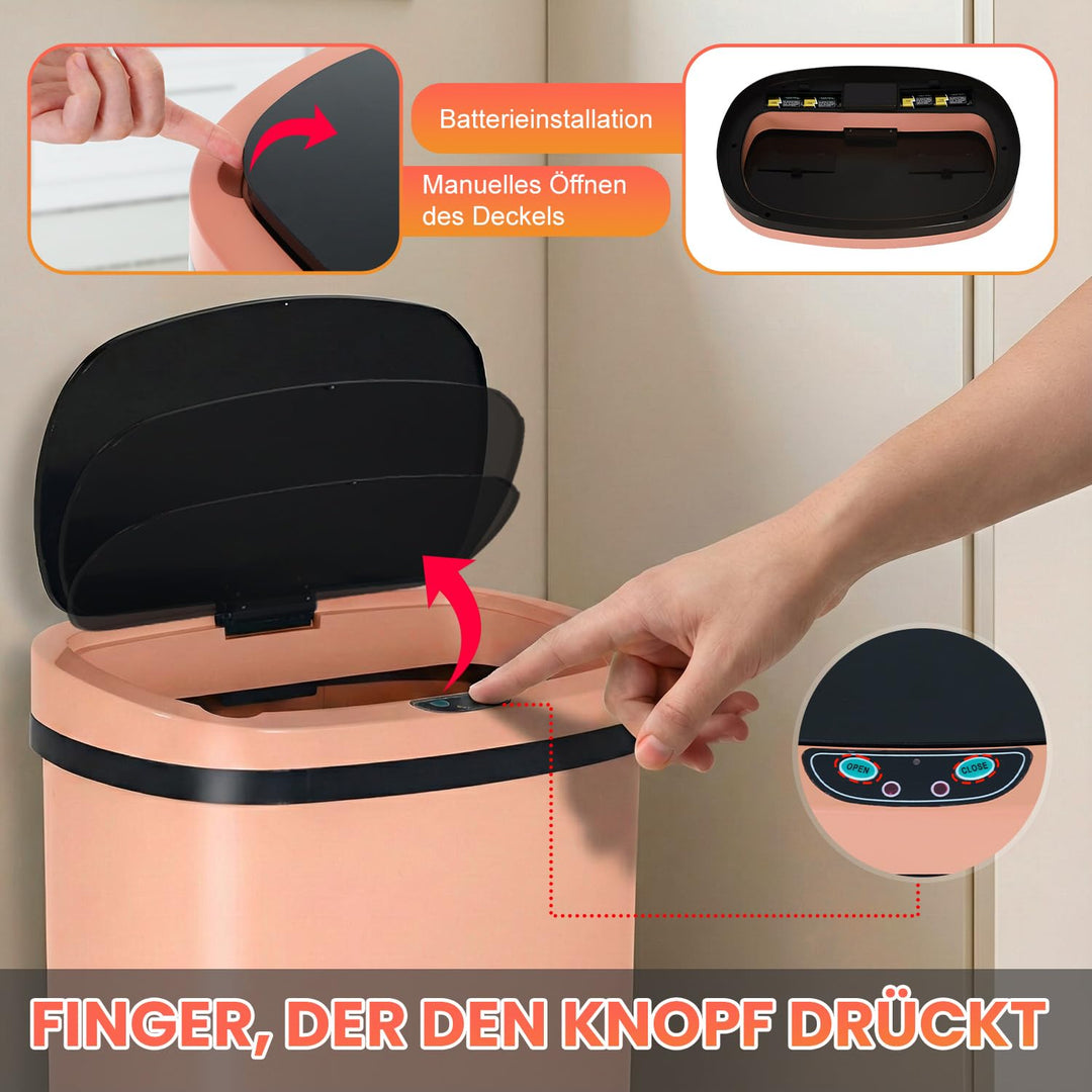 FDW Mülleimer mit Sensor & Deckel, Edelstahl, 50 L Küchenmülleimer, Smart, Automatisch, Berührungslo