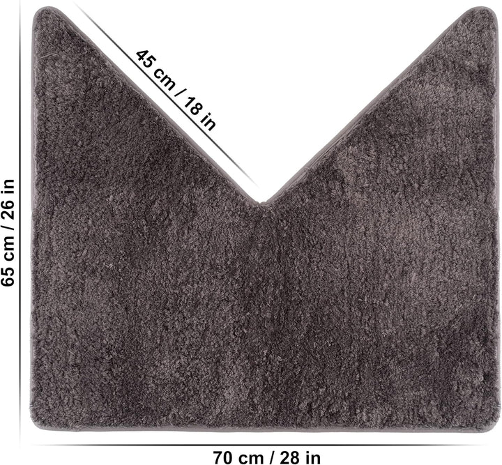 FLUFFY® Badteppich für Eckduschen, Hochflor aus Mikrofaser, rutschfeste Unterseite (V-Form | Innenma