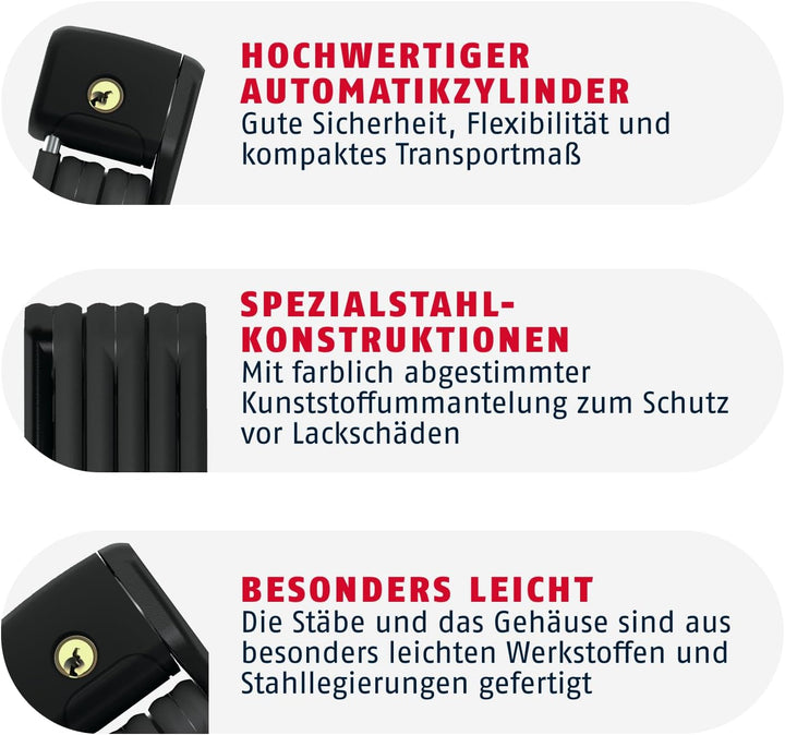 ABUS Faltschloss Bordo Lite 6055K SH mit Halterung - Extra-leichtes Fahrradschloss aus Spezialstahl