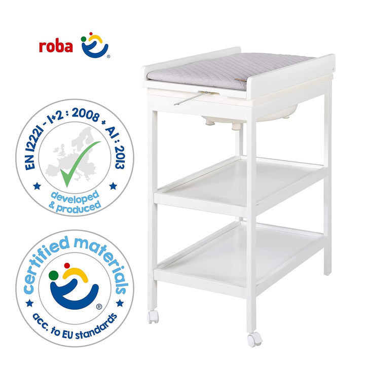 roba Bade Wickel Kombination + Wickelauflage Style grau - Mobiler Kombi Wickeltisch mit integrierter
