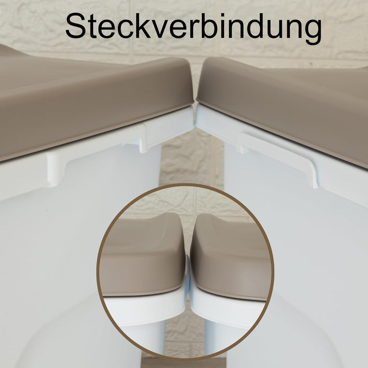 Hummelladen Abfalleimer 15 Liter Weiss-Taupe 33x22x41cm - mit Gummidichtung im Deckel verschliessbar