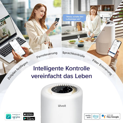 LEVOIT Luftreiniger H13 HEPA Filter für Allergiker, Luftfilter gegen 99,97% von Staub Pollen Gerüche