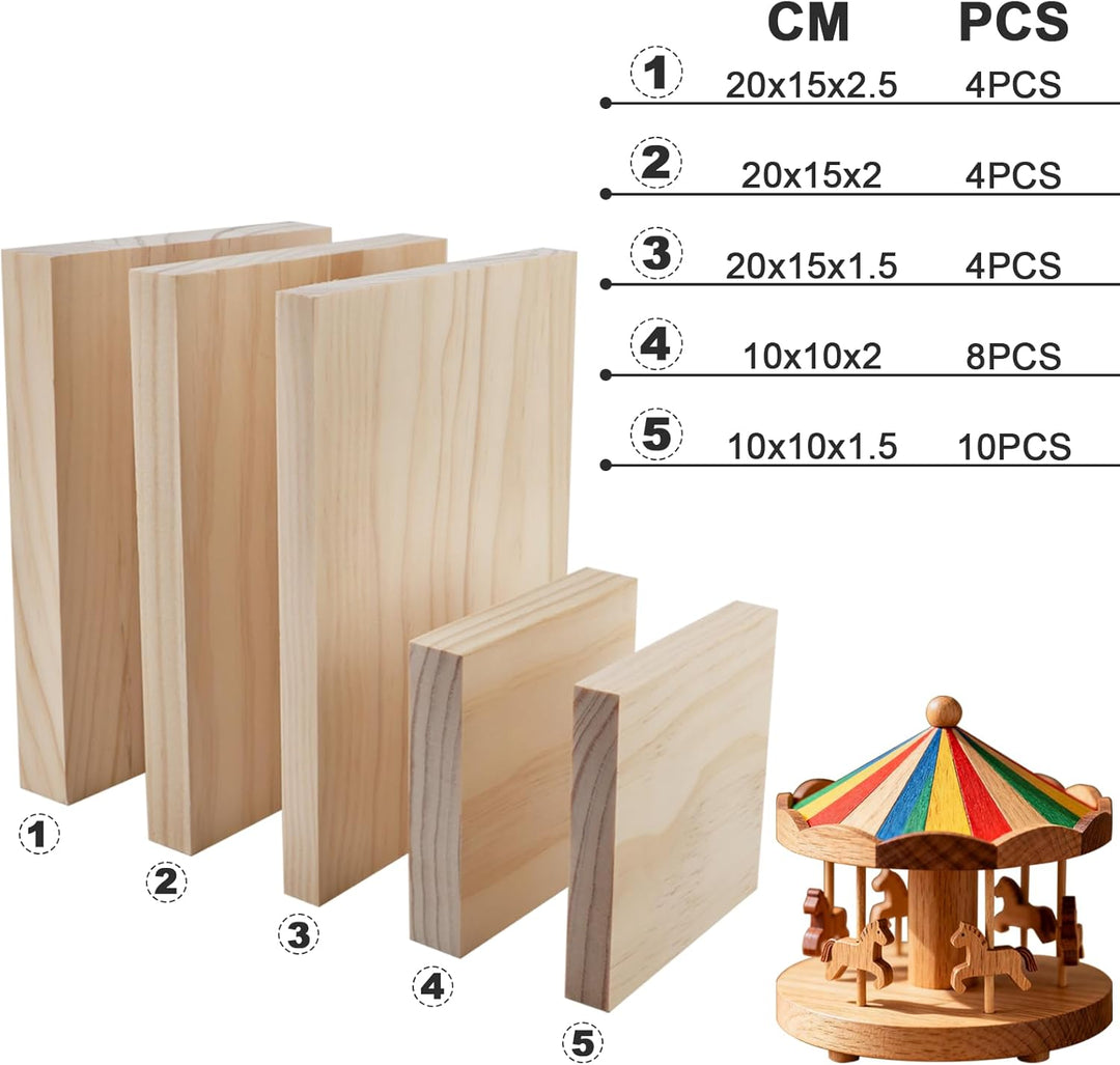 Pyroclasia 10 Stück Holzwürfel 10x10x1.5 cm Unlackierte Holzblöcke Holzbretter zum Basteln Holzblock