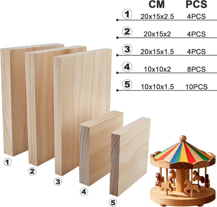 Pyroclasia 10 Stück Holzwürfel 10x10x1.5 cm Unlackierte Holzblöcke Holzbretter zum Basteln Holzblock
