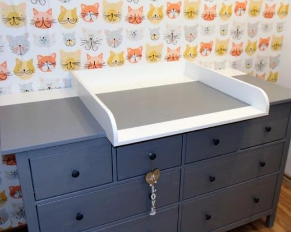 Wickelaufsatz mit Platte für Hemnes von IKEA, Wickeltischaufsatz für 50x160 cm Kommoden, Abnehmbar W