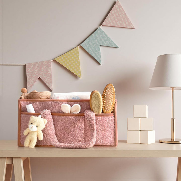 Wickeltisch Organizer, Baby Windel Caddy Organizer Korb mit Fächern & Griffen, Tragbarer Baby Aufbew