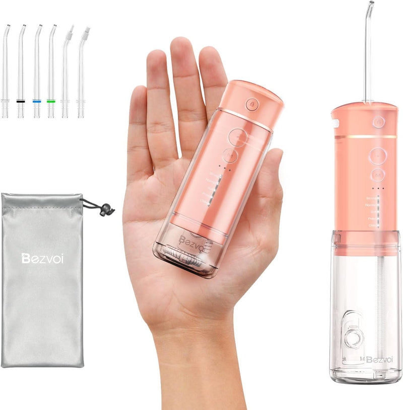 Reise Munddusche Kabellos Zahnreinigung: Oral Irrigator mit 5 Modi, 180ML Wassertank IPX7 Wasserdich