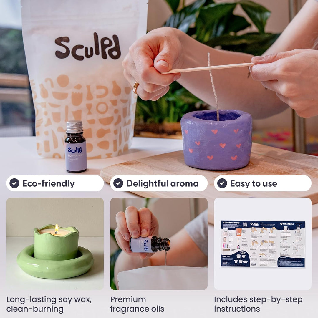 Sculpd Töpferei-Kit zur Kerzenherstellung mit lufttrocknendem Ton | Anfänger Starter-Kit zur Kerzenh
