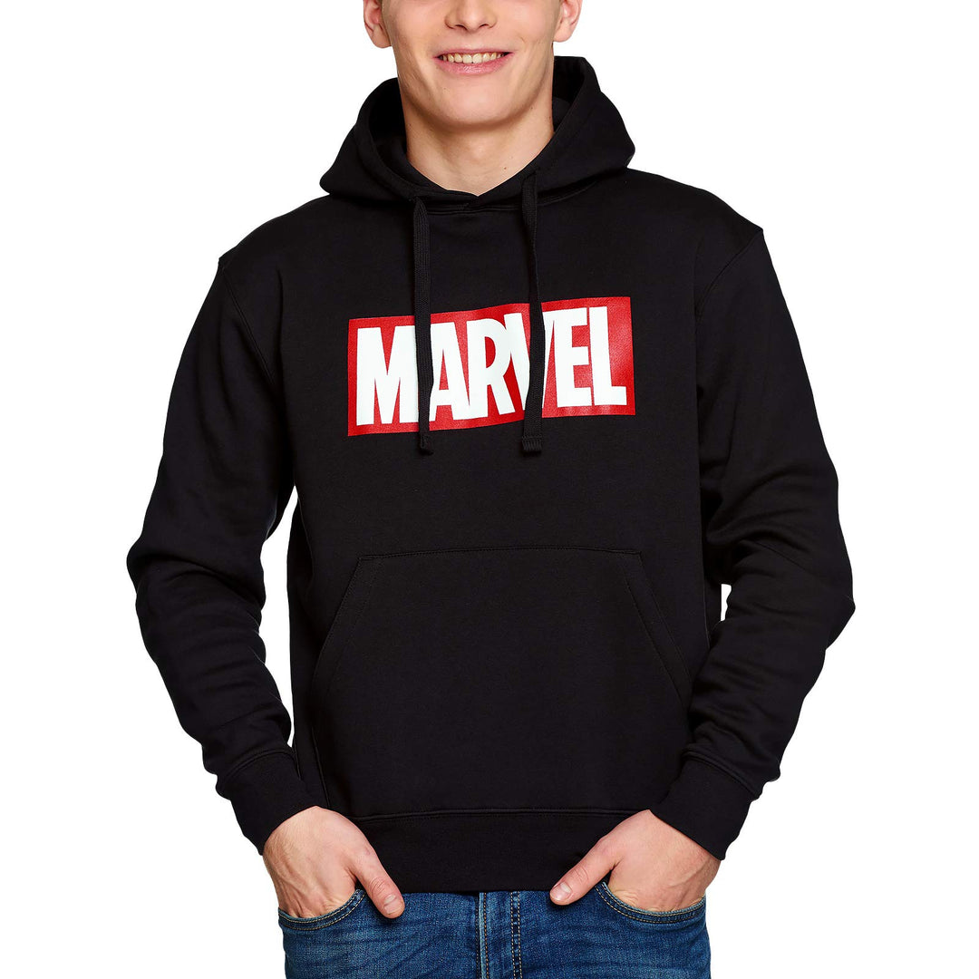 Elbenwald Marvel Hoodie Logo Frontprint mit Kapuze für Herren schwarz - XL