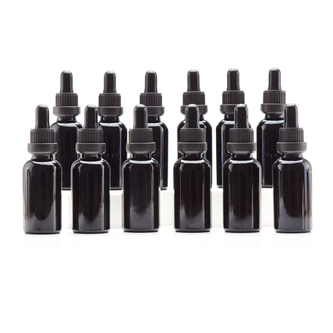 YIZHAO Pipettenflasche 30ml Schwarz, Apothekerflasche mit [Dropper Pipette Glas], Tinktur Flaschen f