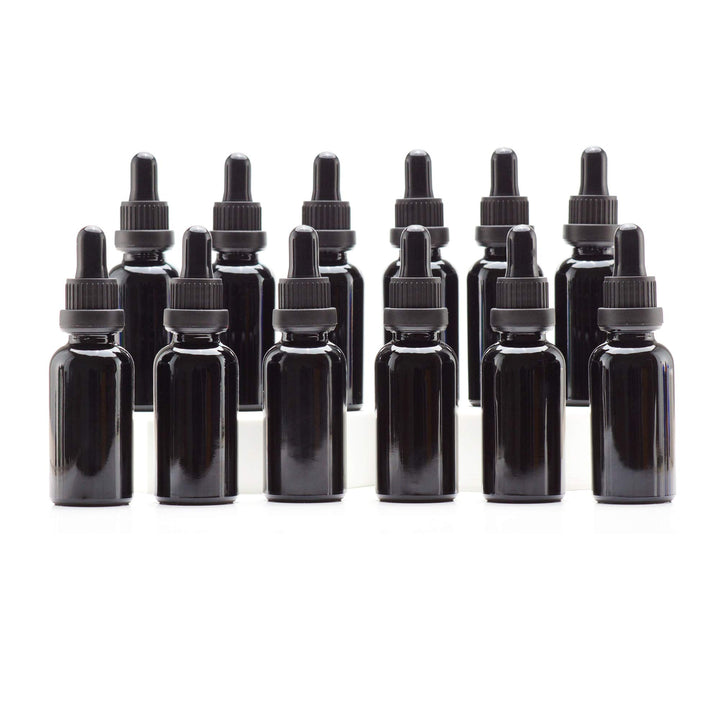YIZHAO Pipettenflasche 30ml Schwarz, Apothekerflasche mit [Dropper Pipette Glas], Tinktur Flaschen f
