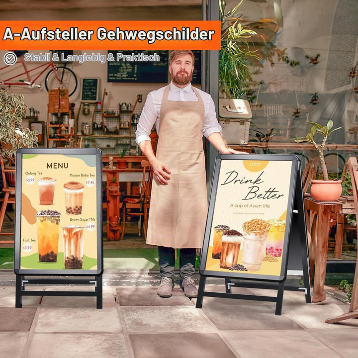 VAIIGO Kundenstopper DIN A1 Kundenstopper Outdoor Plakatständer Wetterfest Schwarz, Aluminium Aufste