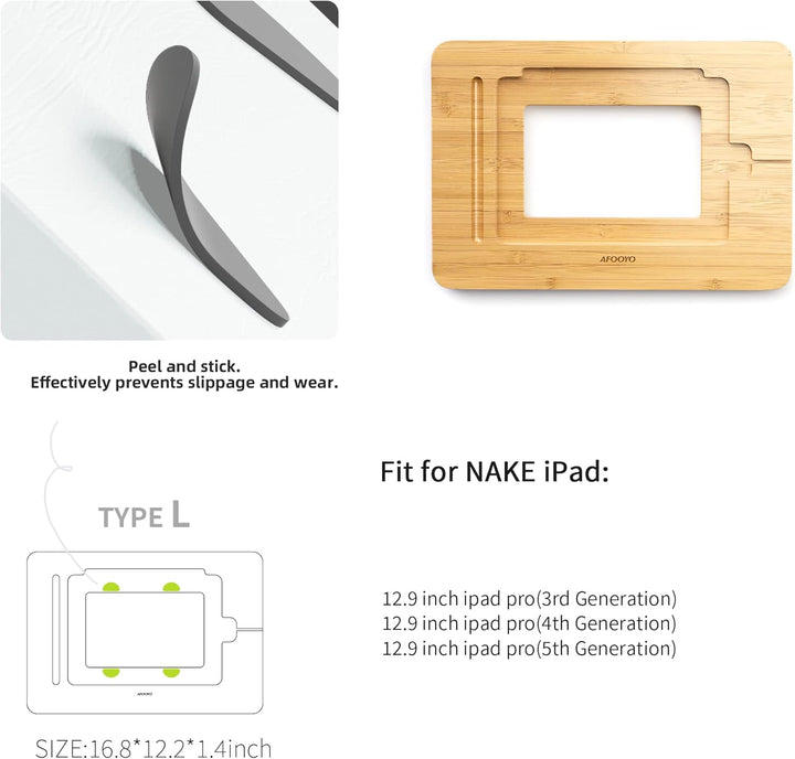 AFOOYO Tablet-Ständer, verstellbar, faltbar, tragbar, für Schreibtisch, Bambus, Holz, kompatibel mit