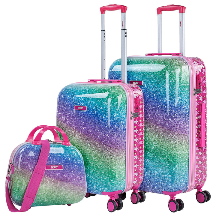 SKPAT - Kinderkoffer Set - Leichtgewicht Kabinenkoffer ABS/Polycarbonat mit TSA-Schloss - S + M + XS