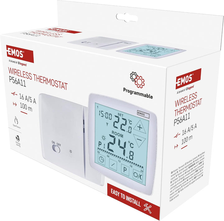 EMOS - digitaler Raumthermostat mit OpenTherm - programmierbar - tragbare Steuereinheit mit Touch-Be