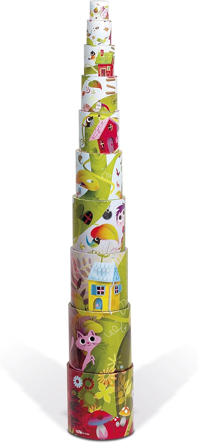 Janod J02918 Round Stacking Pyramid 10 cubes, Magic Tree Zauberbaum, Zauberbaum