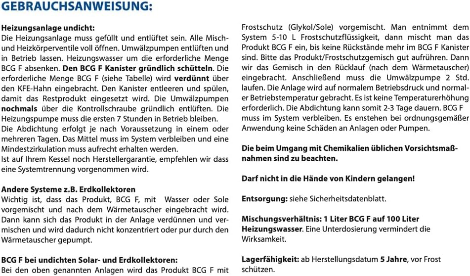 Flüssigdichtmittel Selbstdichtmittel BCG-F Flasche 1 Liter