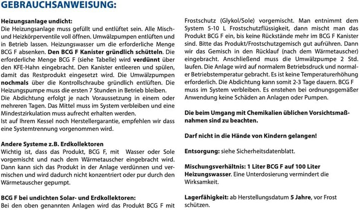 Flüssigdichtmittel Selbstdichtmittel BCG-F Flasche 1 Liter