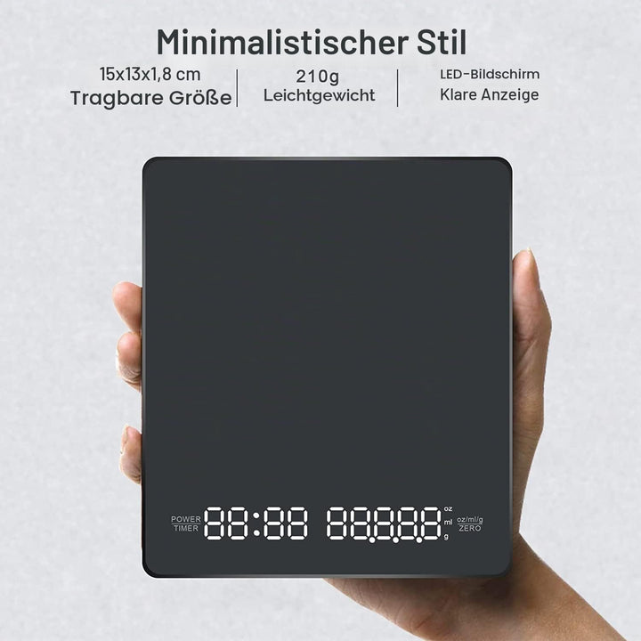 OBEST Kaffeewaage mit Timer, Mini Elektronische Waage 3 kg/1 g | Multifunktion Digitale Küchenwaage,
