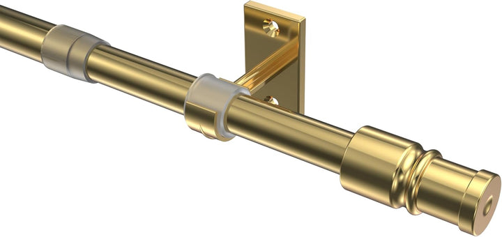 Interdeco Cafehausstange (1 Stück), Scheibenstange Messing-farbig in 12 mm Ø, Sora, 55-85 cm auszieh