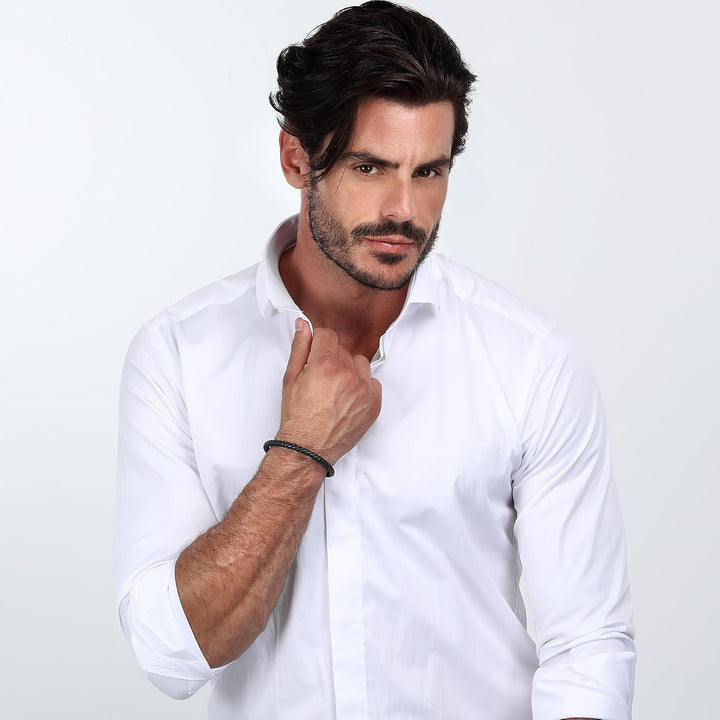 Maserati Jewels Herren Armband aus Stahl, recyceltes Leder, Emaille - JM222AVE07