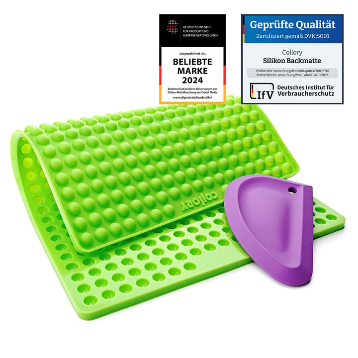 Collory mini Halbkugel (1cm) Silikon Backmatte und Teigschaber Set zur Herstellung von Hundekekse un
