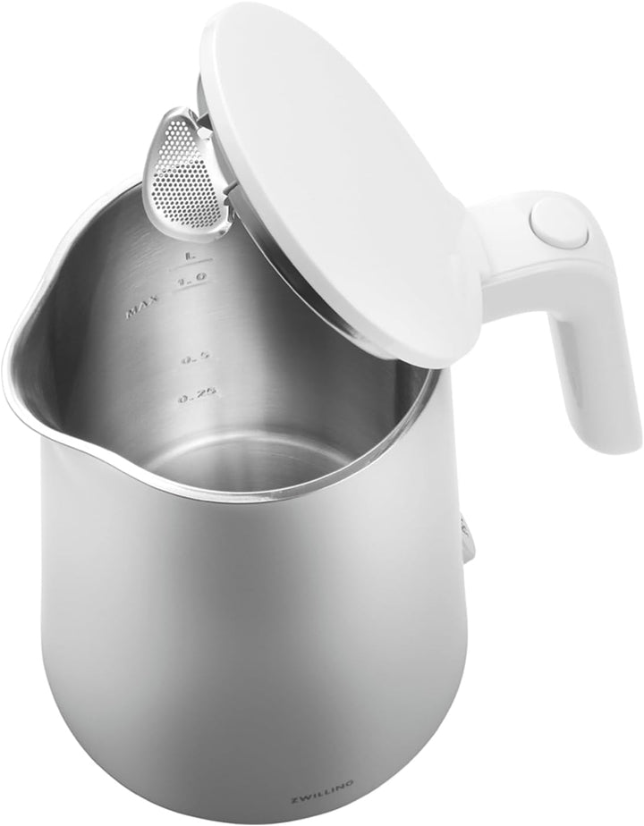ZWILLING ENFINIGY Wasserkocher mit Edelstahl-Kalkfilter & Überhitzungsschutz, kabellos, 1850 Watt, 1
