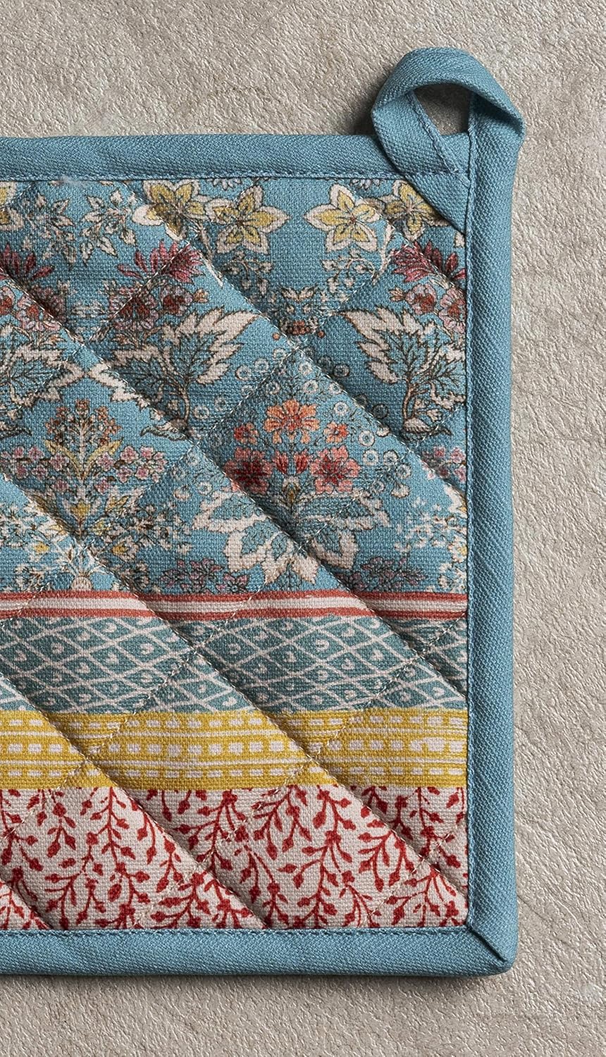 Maison d'Hermine Topflappen-Set, 100% Baumwolle, hitzebeständig, 20 cm x 20 cm, mit Schlaufe zum Gri