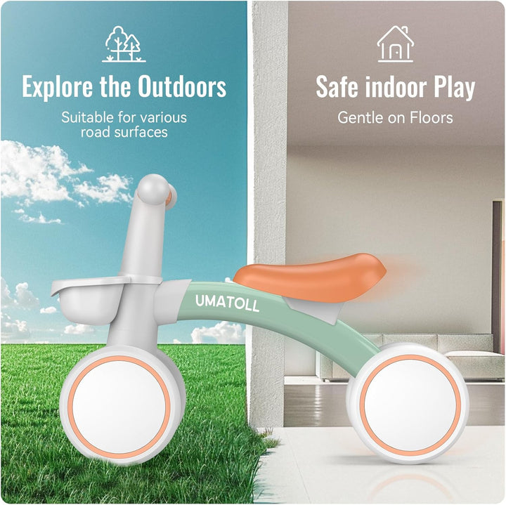 Umatoll Kinder Laufrad ab 1 Jahr, Spielzeug für 12-24 Monate, Baby Lauflernrad mit Korb für Jungen M