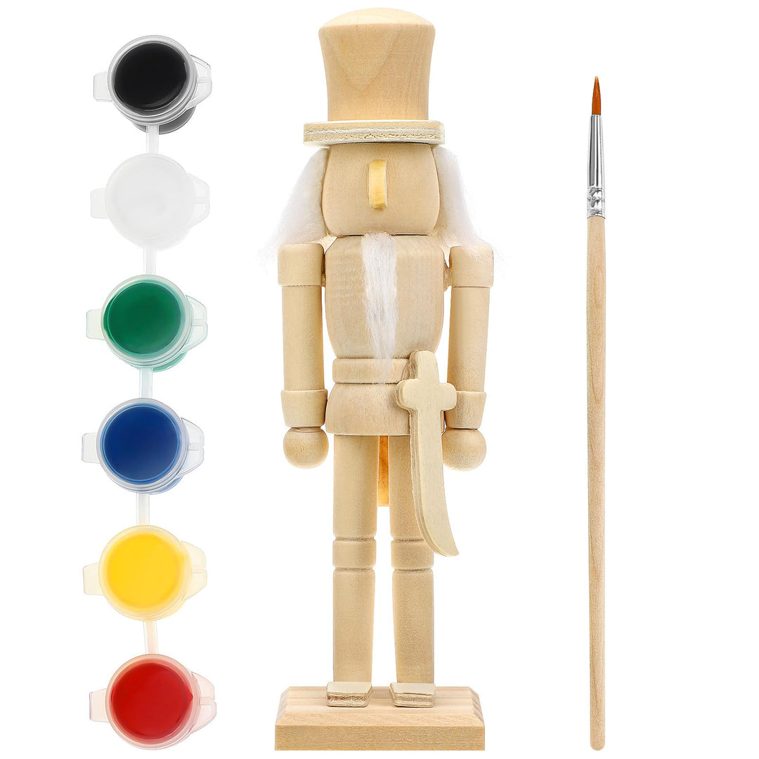 VICASKY 18cm Nussknacker Zum Bemalen Holz Figur Anmalen Rohling Selbst Holzfigur Natur Unlackierter