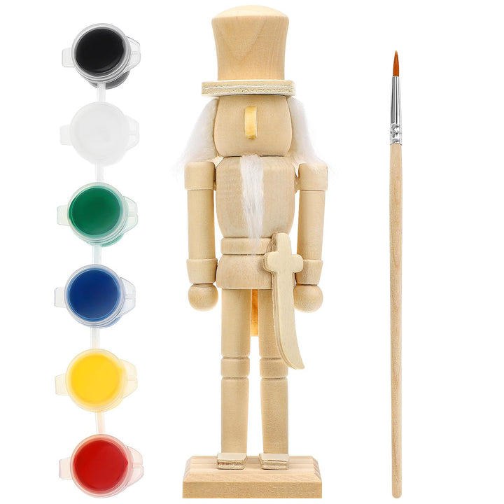 VICASKY 18cm Nussknacker Zum Bemalen Holz Figur Anmalen Rohling Selbst Holzfigur Natur Unlackierter