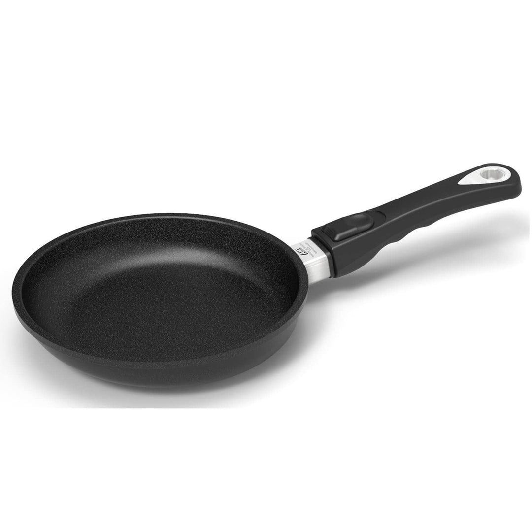 AMT Gastroguss Bratpfanne 20 cm Ø Schwenkpfanne 4 cm hoch, abnehmbarer Stiel, induktionsgeeignet, Lo