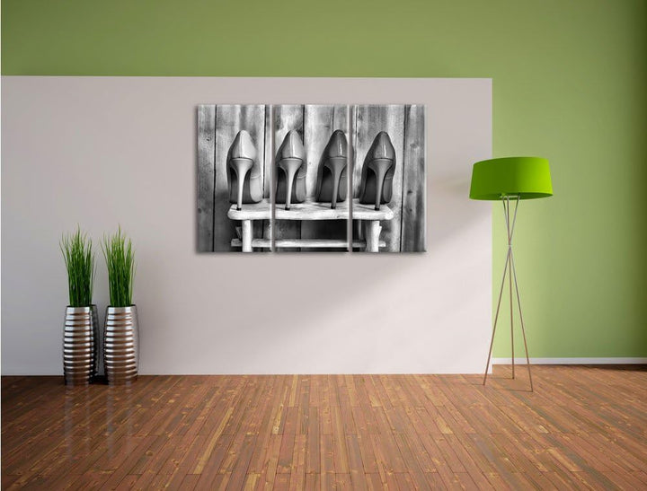 Pixxprint Bunte High Heels als Leinwandbild | Grösse: 3 Teilig (120x80) | Wandbild| Kunstdruck | fer