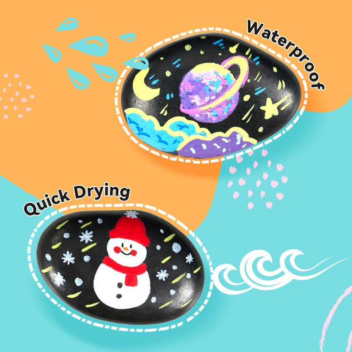 Arrtx Acrylstifte für Steine Wasserfest-36 Farben Stifte Steine Bemalen, Pinsel Spitze Acrylmarker Z