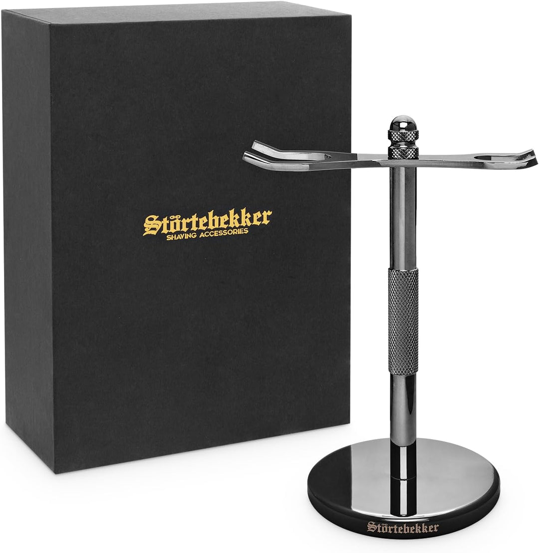 NEU: Störtebekker® Premium Rasierständer aus Edelstahl in Schwarz - geeignet für Rasierhobel & Rasie