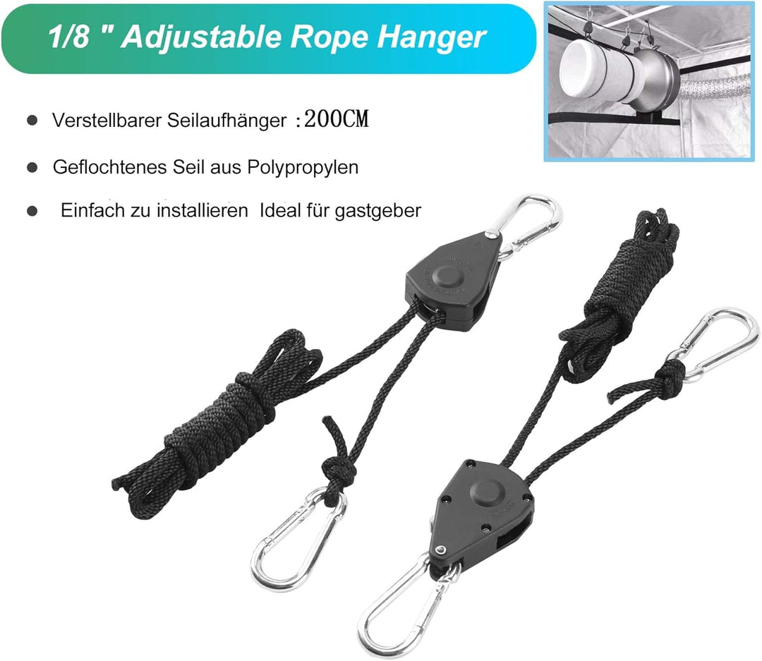 BOSYTRO 4 Paar（8 Stück） 1/8 Zoll Ratchet Hanger Heavy Duty Einstellbare Ratsche Seil Aufhänger Verst