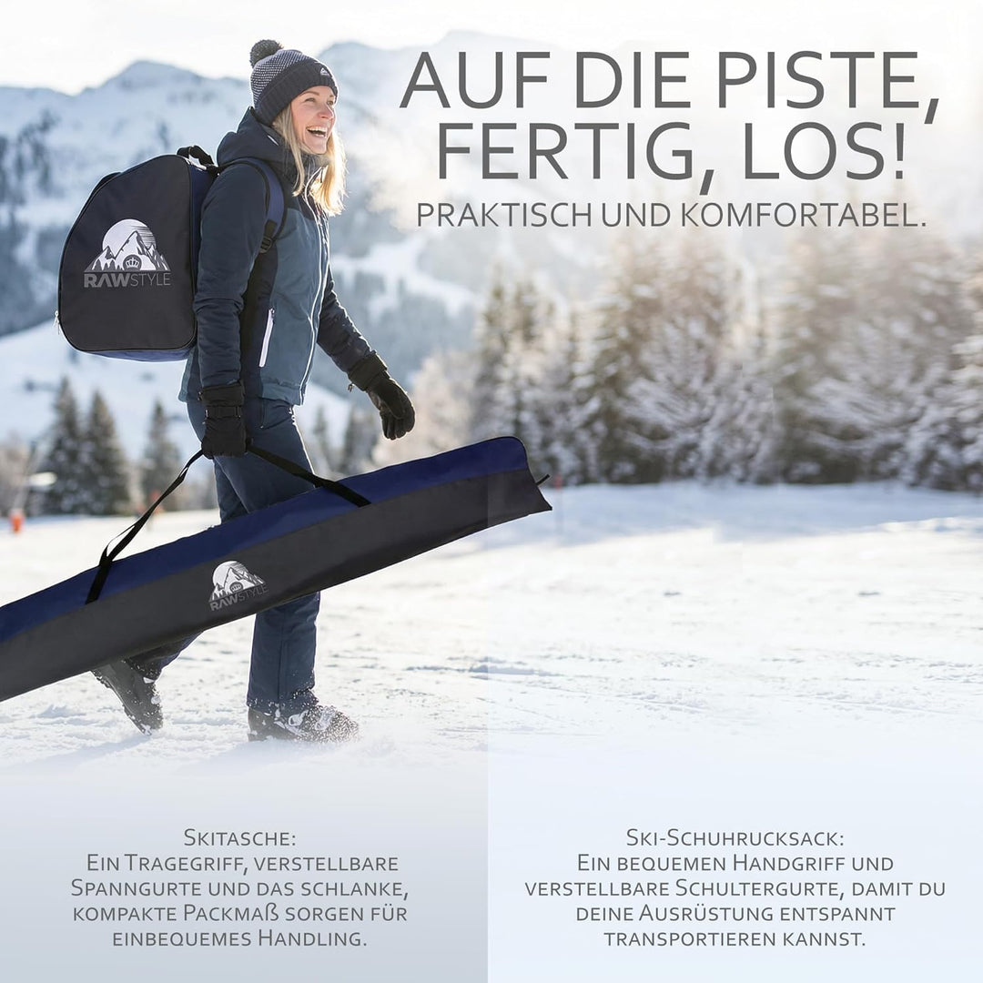 Rawstyle Skitasche Ski-Schuh-Tasche Set SKI-Tasche 160cm oder 180cm wasserdicht Ski Bag Ski Cover Wi
