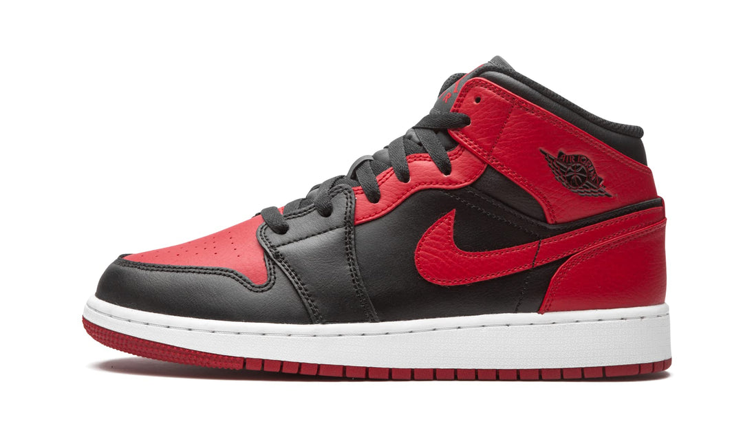 Nike Jungen Air Jordan 1 Mid (Gs) Sneaker 36.5 EU Black Gym Red White, 36.5 EU Black Gym Red White