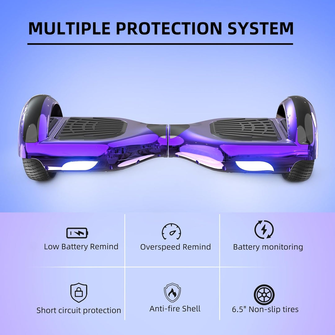 VOUUK Hoberboard 6,5-Zoll-Hoverboard mit zwei Rädern, Mit Bluetooth-Lautsprecher, Mit LED-Lichtern G