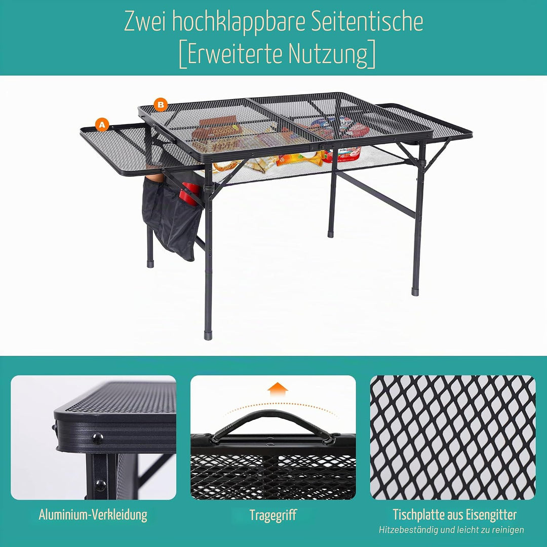 Nice C Campingtisch, Tisch für Grill, Klapptisch Campingtisch, Kartentisch Verstellbare Höhe & Breit